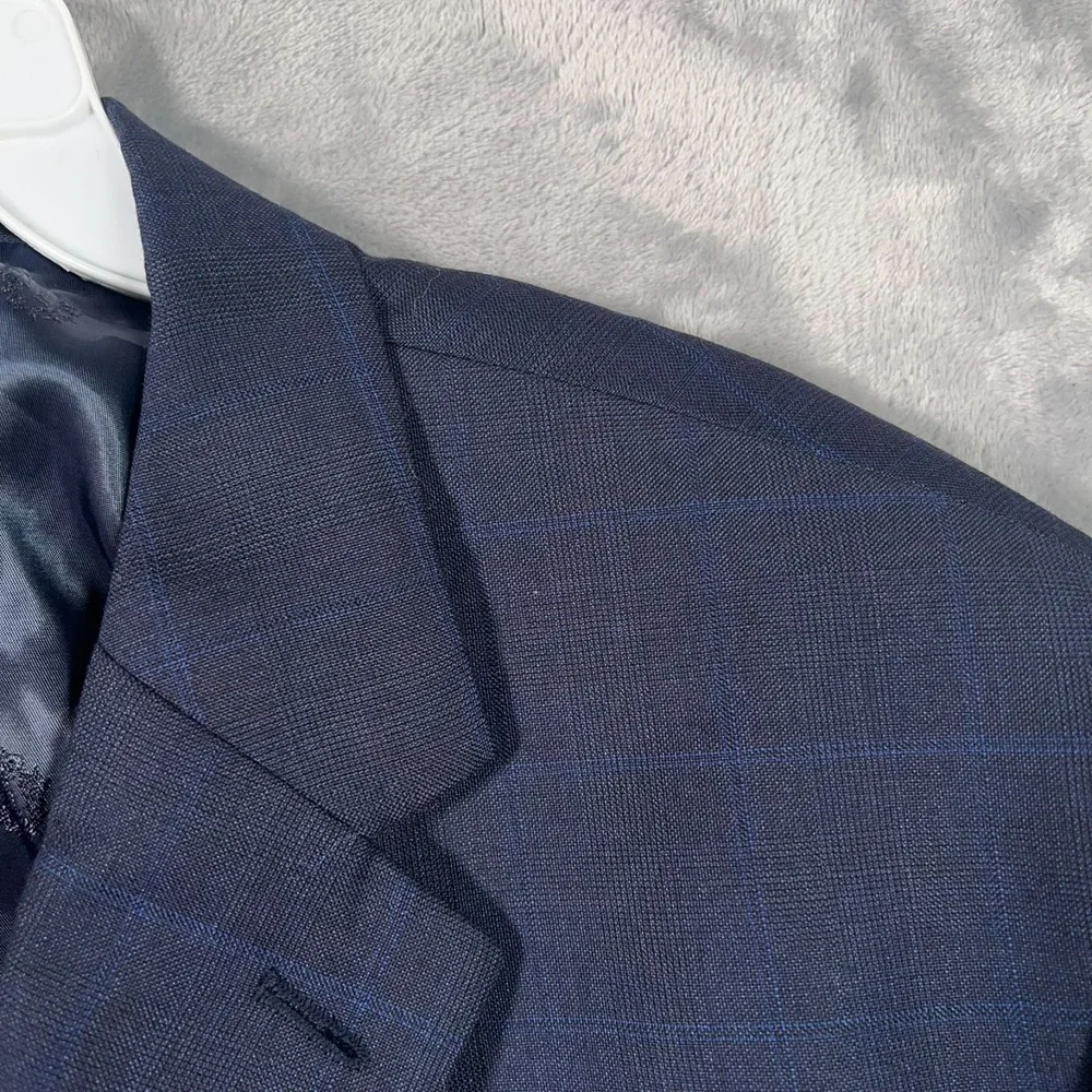 Lauren Ralph Lauren Blue Plaid Blazer Mens 50R Suit Jacket Stretch Sport Coat